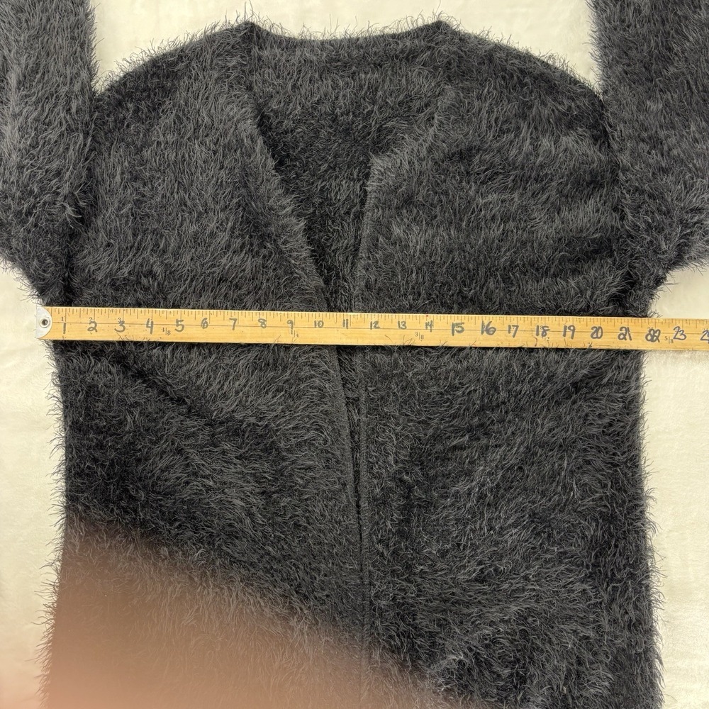 Black Fuzzy Open Front Mohair Look Oversized Cardigan Sweater Grunge Kurt Cobain - Picture 9 of 9